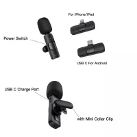 میکروفن یقه ای بی سیم مخصوص ایفون K9 Dual  بسته 2 عددی با تبدیل لایتنینگ